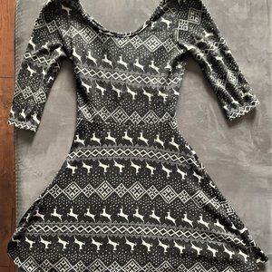 Rue 21 Black & White Mini Reindeer Dress